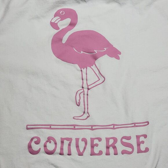 Converse Graphic SS White Tee Pink Flamingo - Size Large - Picture 1 of 9
